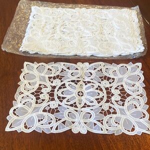 NEW Elegant White Lace Placemats total of 9 Peices all inclusive